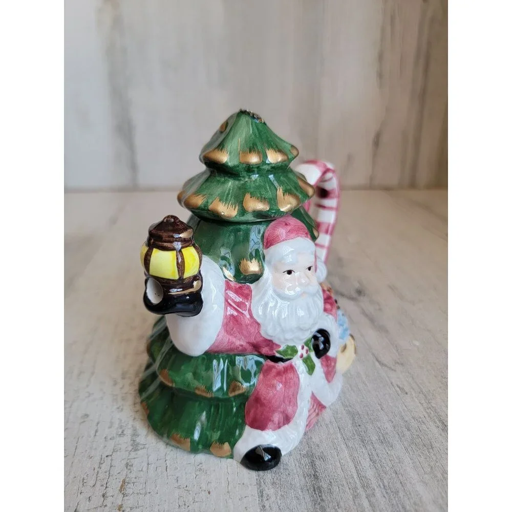 Vintage Santa Tree mini teapot xmas home decor‎ figure kitchen